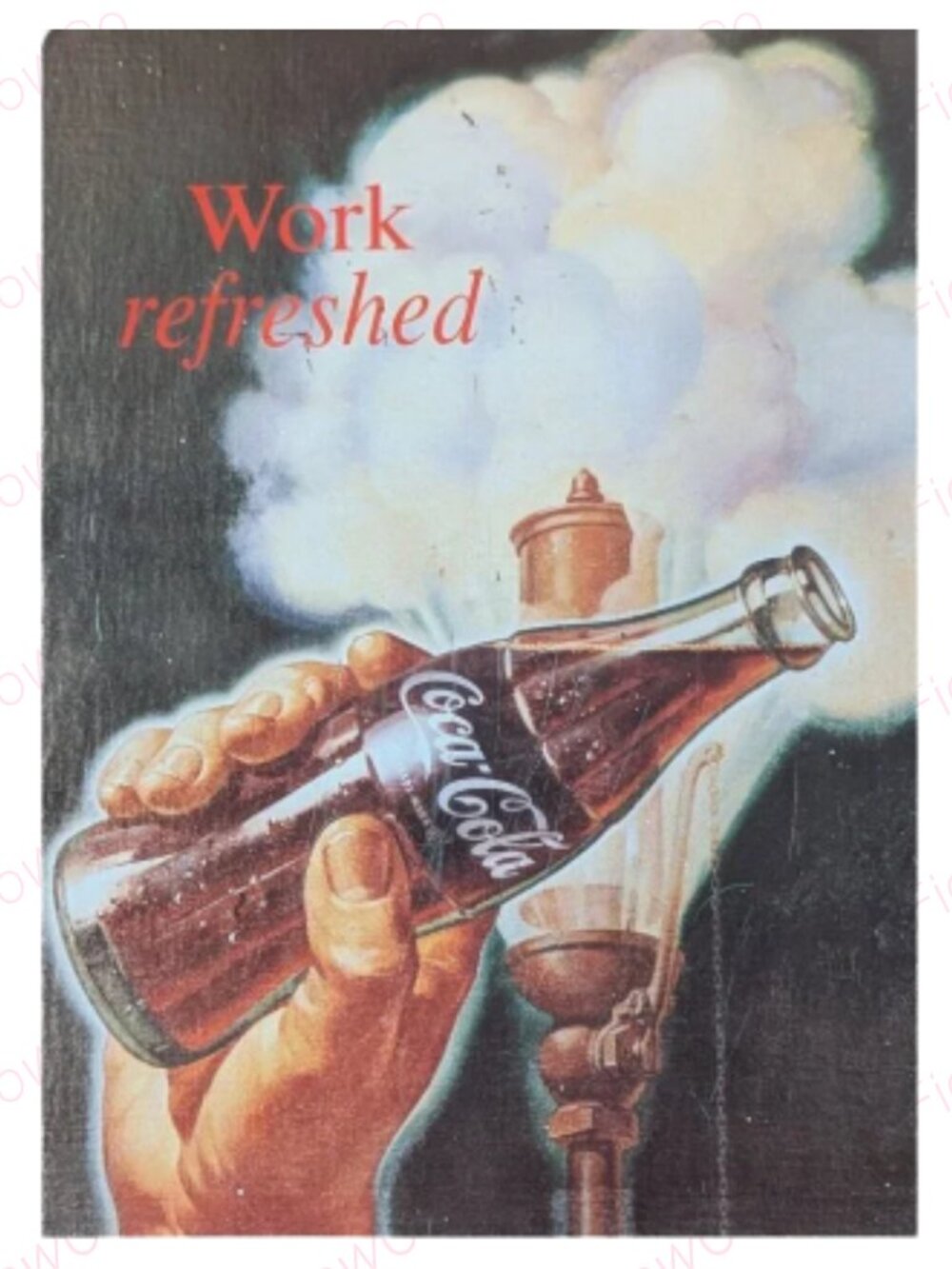 Vintage 1993 Coca-Cola Work Refreshed Metal Tray Retro Advertising Collectible
